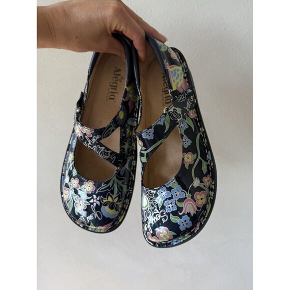 Alegria Women's Day-354 Day Mary Jane Shoes 39 8 Sew Platform Flats Flowers - Picture 3 of 6